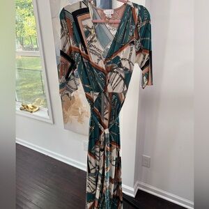 Elegant Geometric Print Maxi Dress